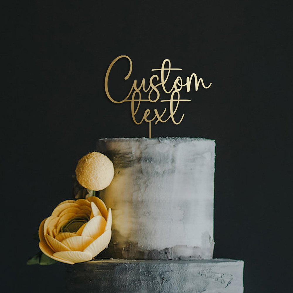 Wedding Ceremony Supply - 맞춤형 텍스트 골드 아크릴 케이크 토퍼,