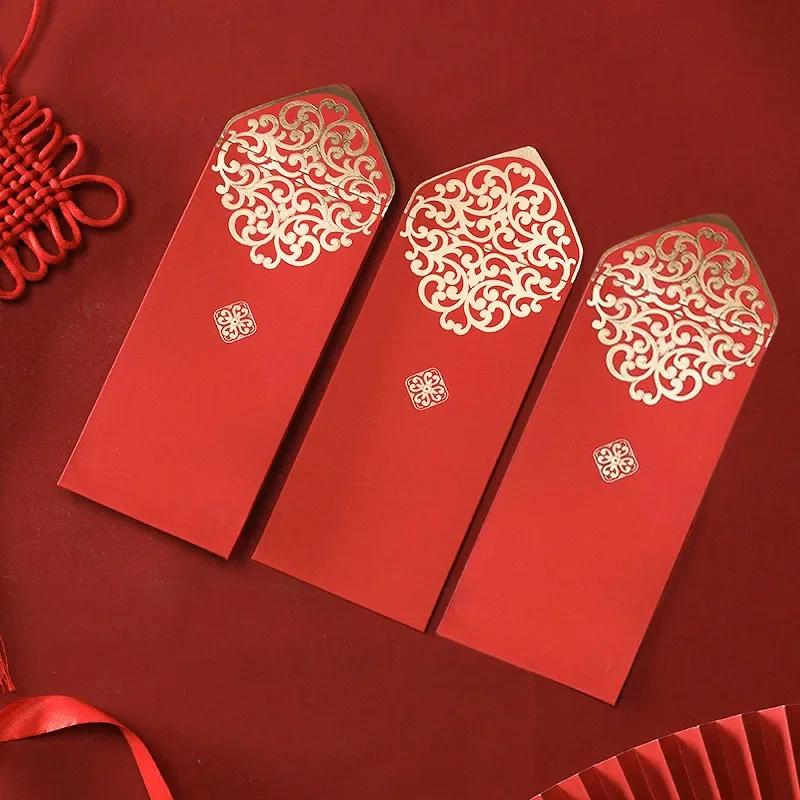 Wedding Envelopes - 10pcs 중국어 빨간 봉투 골드 인쇄