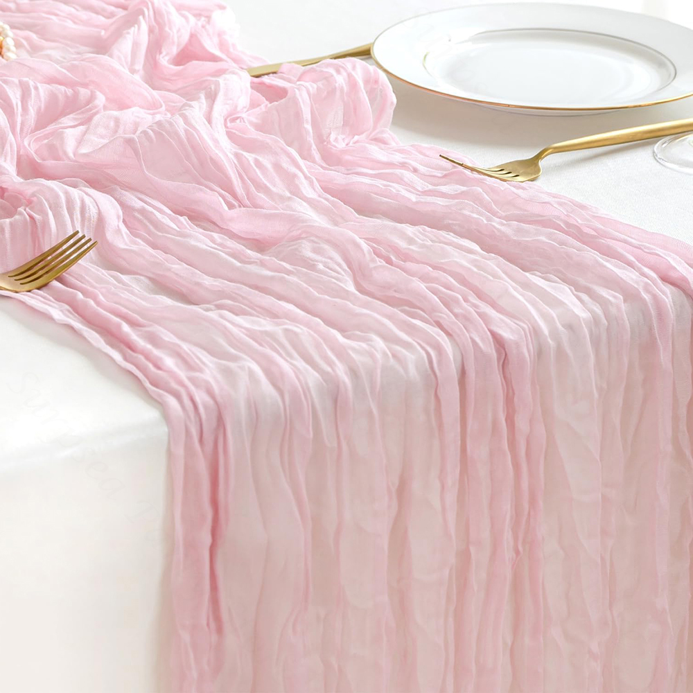 Wedding Ceremony Supply - 핑크 치즈클로스 테이블 러너 웨딩 브라이덜
