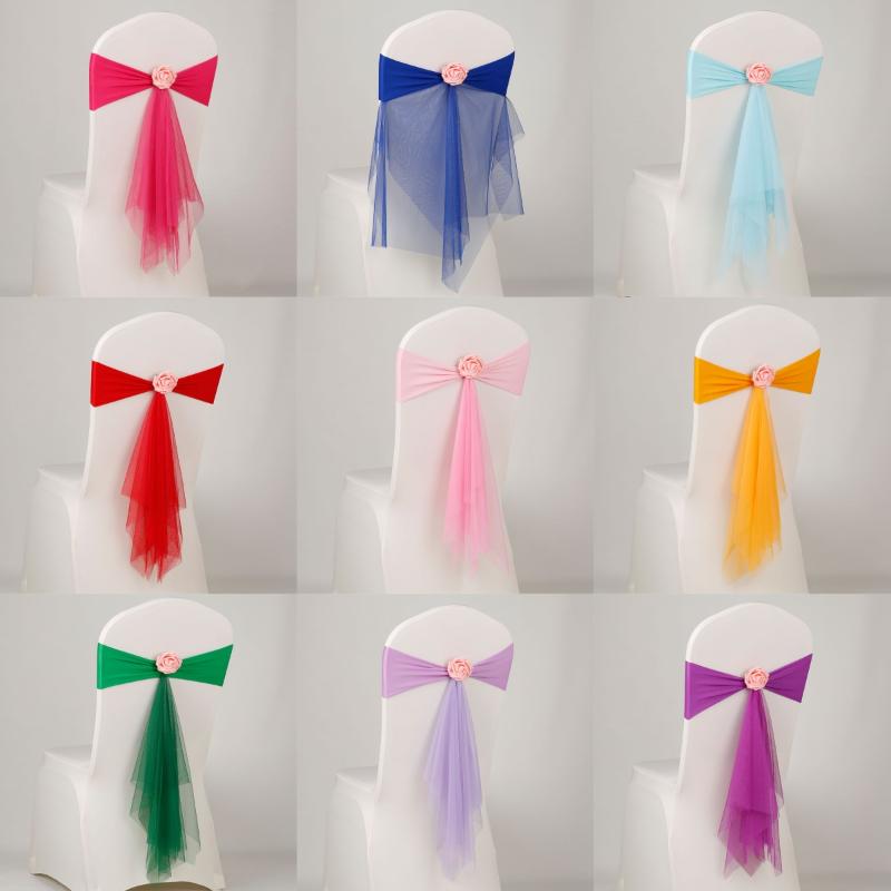 Chair Sash Organza - 오간자 의자 장식 리본 1개, 꽃무늬
