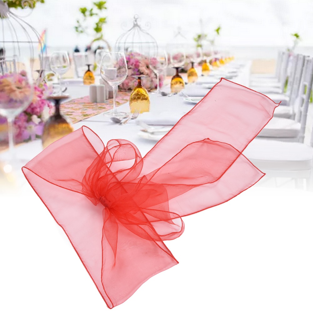Chair Sash Organza - 10Pcs 블루, 레드, 옐로우, 퍼플 오간자