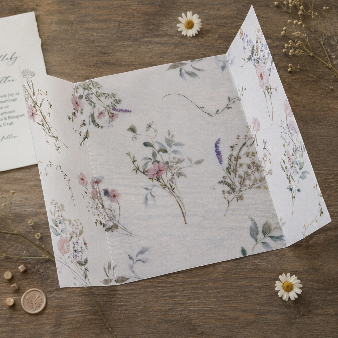 20/50pcs 수채화 야생화가 있는 벨럼 랩, DIY - Wedding Envelopes 리뷰 및 가격