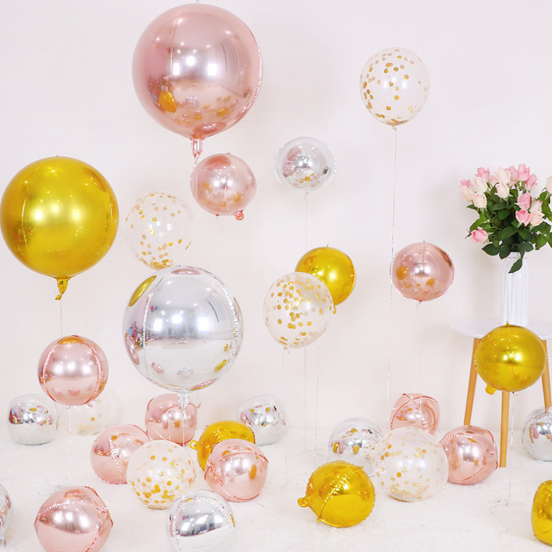 5개 10 18 22인치 4D 원형 메탈 포일 로즈 골 - Wedding Decor Supply Store 리뷰 및 가격
