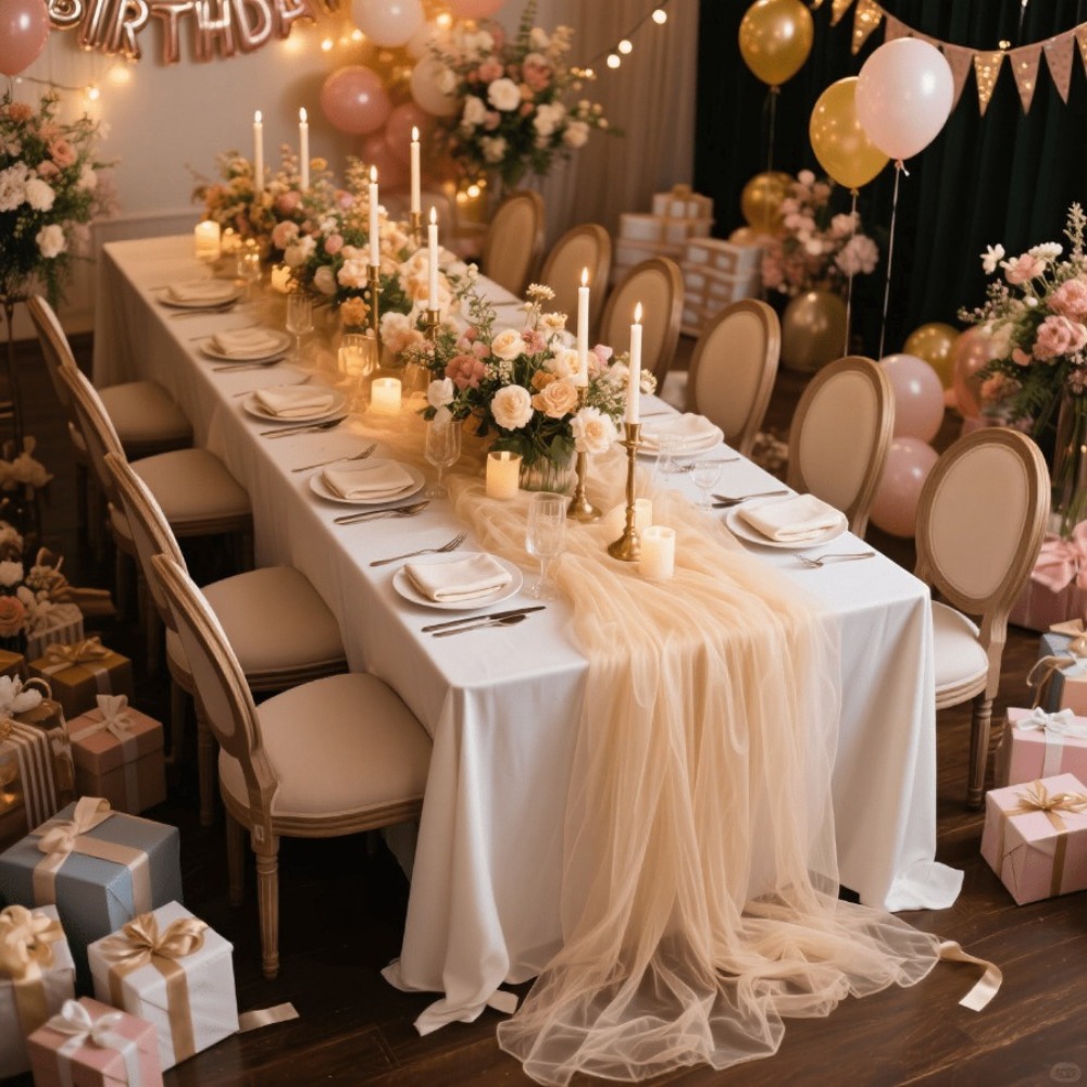 웨딩 시어 테이블 러너, 보헤미안 스타일의 튤 원단 테 - Wedding Ceremony Supply 리뷰 및 가격