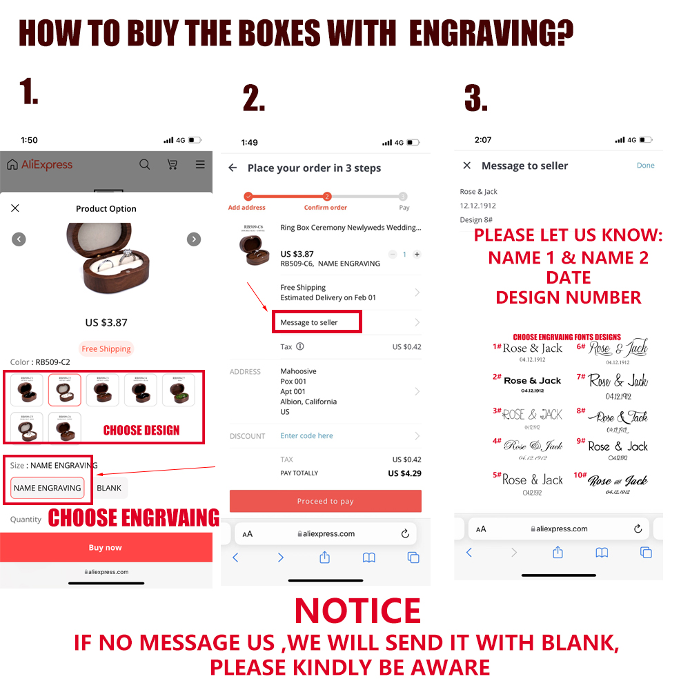 개인화 된 나무 결혼식 나무 반지 상자 홀더 사용자 정 - Wedding Ceremony Supply 리뷰 및 가격