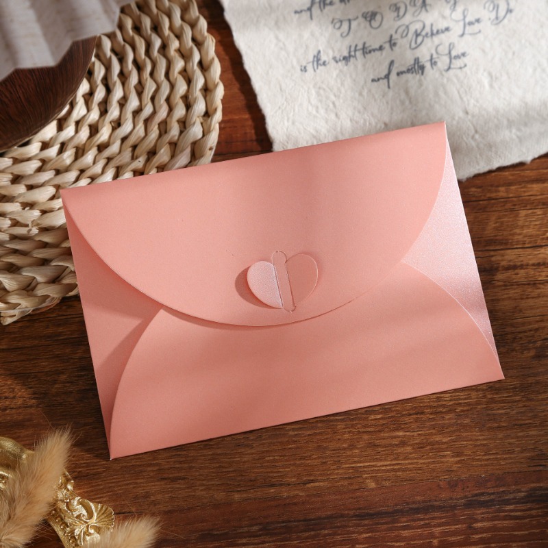 고급 진주빛 종이 봉투, 하트 모양 버클, 독창적인 접 - Wedding Envelopes 리뷰 및 가격