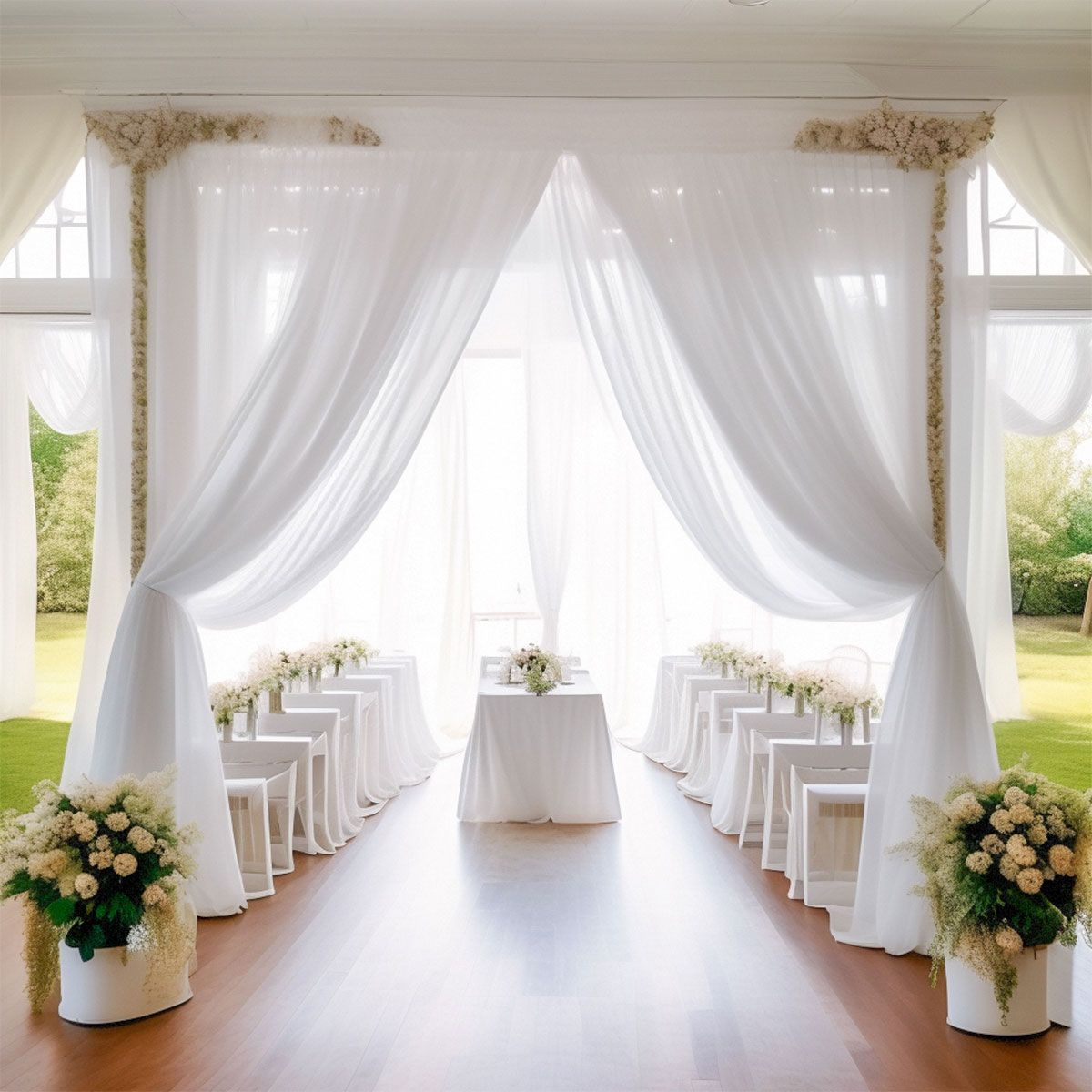 화이트 웨딩 장식 Tulle 롤 크리스탈 Organza - Chair Sash Organza 리뷰 및 가격